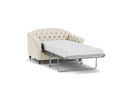 White Chenille Loveseat Armchair Sofabed - Traditional Style Single Chair Bed In Stain Resistant Chenille - Payton Range - thumbnail 1