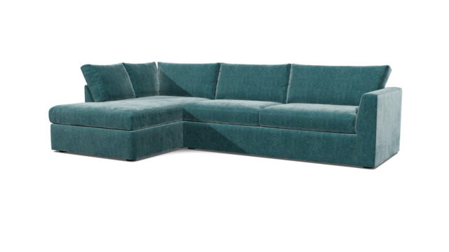 Teal Velvet 6 Seater Sofa With Chaise - Modern Style Custom Sofa In Stain Resistant Velvet - Portland Range - image 1
