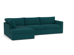 Teal Velvet 6 Seater Sofa With Chaise - Modern Style Custom Sofa In Stain Resistant Velvet - Portland Range - thumbnail 1