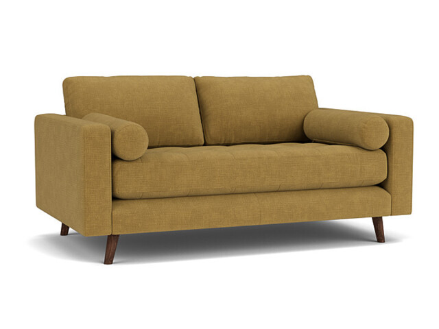 Yellow Velvet 2 Seater Sofa - Modern Style Custom Sofa In Stain Resistant Velvet - Shoreditch Range - image 1