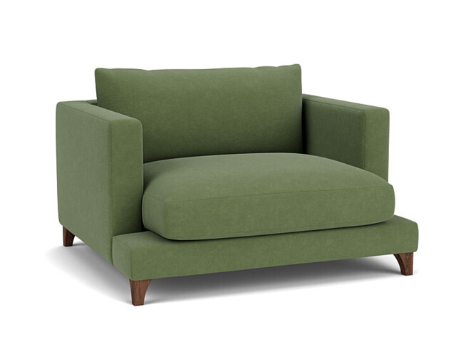 Green Linen Loveseat Armchair - Modern Snuggle Cuddler Custom Arm Chair - Holland Range - image 1
