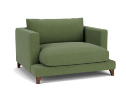Green Linen Loveseat Armchair - Modern Snuggle Cuddler Custom Arm Chair - Holland Range