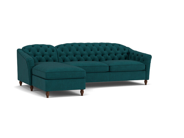 Teal 3 Seater Corner Sofa - Traditional Chesterfield Style Fabric Luxury Premium Corner Sofa - Payton Range - image 1