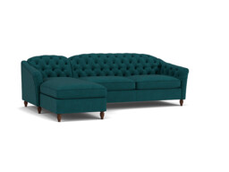 Teal 3 Seater Corner Sofa - Traditional Chesterfield Style Fabric Luxury Premium Corner Sofa - Payton Range