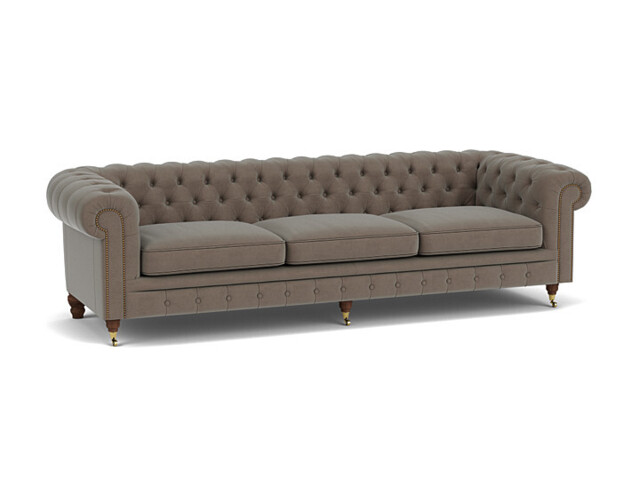 Brown Velvet 4 Seater Sofa - Traditional Chesterfield Style Custom Sofa In Easy Clean Velvet - Harrington Range - image 1