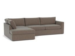 Brown Velvet 6 Seater Sofa With Chaise - Modern Style Custom Sofa In Easy Clean Velvet - Portland Range