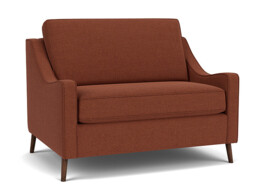 Red Velvet Loveseat Armchair - Modern Snuggle Cuddler Custom Arm Chair In Easy Clean Velvet - Weymouth Range