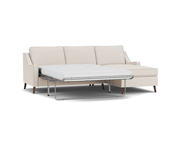Mid-Century Weymouth 3.5 Seater Cream Chaise Sofa Bed, 170+ Customisation Options, UK Crafted - Darlings of Chelsea - image 1