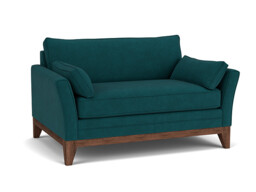 Teal Velvet Loveseat Armchair - Modern Snuggle Cuddler Custom Arm Chair In Stain Resistant Velvet - Exmouth Range