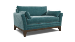 Teal Velvet Loveseat Armchair - Modern Snuggle Cuddler Custom Arm Chair In Stain Resistant Velvet - Exmouth Range