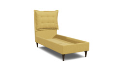 Yellow Velvet Single Bed Frame - Traditional Low End With Large Headboard In Stain Resistant Velvet - Lyndhurst Range - thumbnail 1