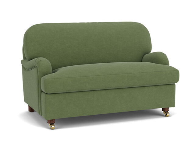 Green Linen Loveseat Armchair - Traditional Snuggler Cuddler Custom Arm Chair - Helston Range - image 1