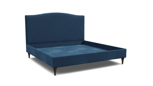 Blue Velvet Emperor Size Bed Frame - Traditional Low End With Large Headboard In Easy Clean Velvet - Avebury Range - image 1