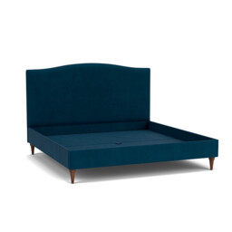 Blue Velvet Emperor Size Bed Frame - Traditional Low End With Large Headboard In Easy Clean Velvet - Avebury Range - thumbnail 1