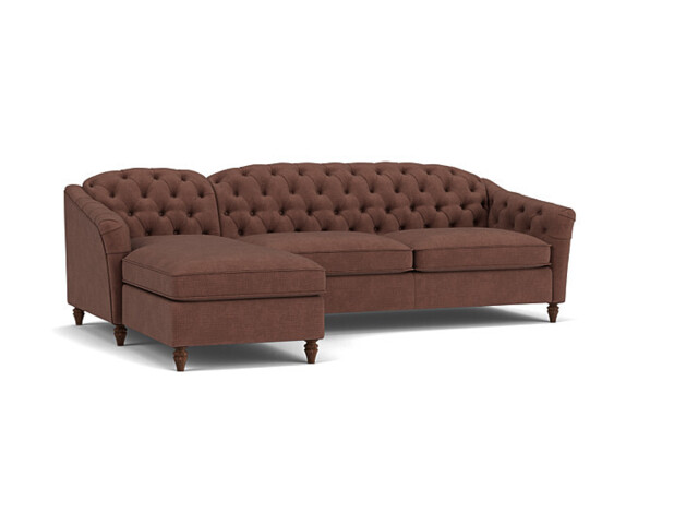 Purple 3 Seater Corner Sofa - Traditional Chesterfield Style Fabric Luxury Premium Corner Sofa - Payton Range - image 1