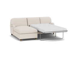 Cream Fabric 2 Seater Sofabed With Chaise - Traditional Fold Out Custom Sofa Bed - Helston Range