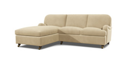 Cream Fabric 2 Seater Sofabed With Chaise - Traditional Fold Out Custom Sofa Bed - Helston Range
