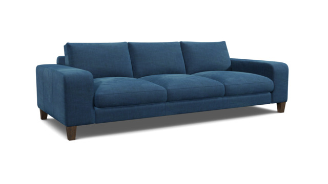 Blue Velvet 4 Seater Sofa - Modern Style Custom Sofa In Easy Clean Velvet - Kingly Range - image 1