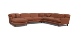 Red Velvet U Shaped Sofa - Traditional U Shape Corner Custom Sofa In Easy Clean Velvet - Galloway Range - thumbnail 1