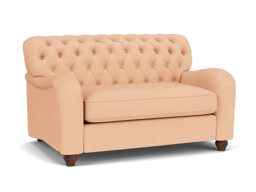 Pink Velvet Loveseat Armchair - Traditional Snuggler Cuddler Custom Arm Chair In Stain Resistant Velvet - Bakewell Range - thumbnail 1