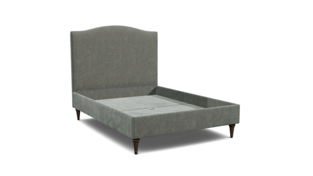 Grey Fabric Double Bed Frame - Traditional Low End With Large Headboard In Easy Clean Fabric - Avebury Range - image 1