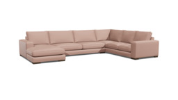 Pink Velvet U Shaped Sofa - Modren U Shape Corner Custom Sofa In Stain Resistant Velvet - Ashdown Range - thumbnail 1