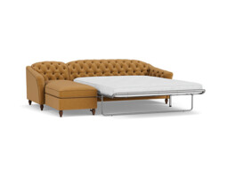 Sophisticated Payton Orange 3.5 Seater Versatile Chaise Sofa Bed, Deep Button Detailing and Customisable - Darlings of Chelsea - thumbnail 1
