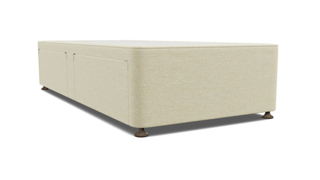 White Chenille Single Bed Divan - Modern Style Divan Base In Stain Resistant Chenille - Barnsley Range - image 1