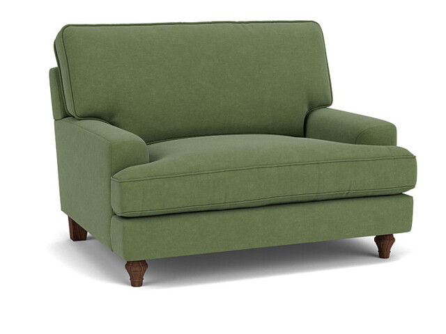 Green Linen Loveseat Armchair - Modern Snuggle Cuddler Custom Arm Chair - Whinfell Range - image 1