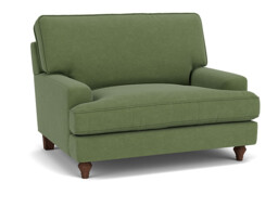 Green Linen Loveseat Armchair - Modern Snuggle Cuddler Custom Arm Chair - Whinfell Range - thumbnail 1