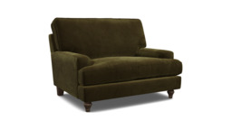 Green Linen Loveseat Armchair - Modern Snuggle Cuddler Custom Arm Chair - Whinfell Range - thumbnail 1