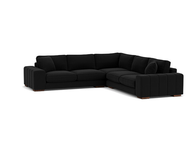 Black Velvet 4 Seater Corner Sofa - Modern Style Custom Sofa In Easy Clean Velvet - Epping Range - image 1