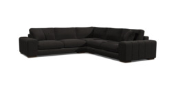 Black Velvet 4 Seater Corner Sofa - Modern Style Custom Sofa In Easy Clean Velvet - Epping Range - thumbnail 1