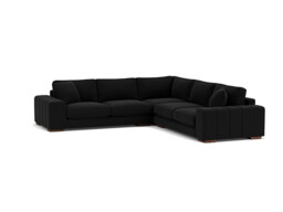Black Velvet 4 Seater Corner Sofa - Modern Style Custom Sofa In Easy Clean Velvet - Epping Range - thumbnail 1