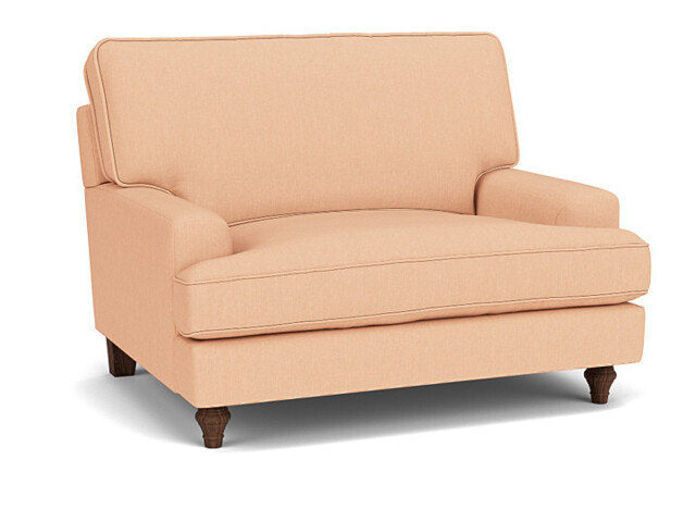 Pink Velvet Loveseat Armchair - Modern Snuggle Cuddler Custom Arm Chair In Stain Resistant Velvet - Whinfell Range - image 1