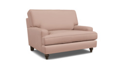 Pink Velvet Loveseat Armchair - Modern Snuggle Cuddler Custom Arm Chair In Stain Resistant Velvet - Whinfell Range - thumbnail 1