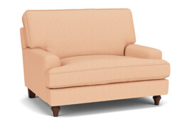 Pink Velvet Loveseat Armchair - Modern Snuggle Cuddler Custom Arm Chair In Stain Resistant Velvet - Whinfell Range