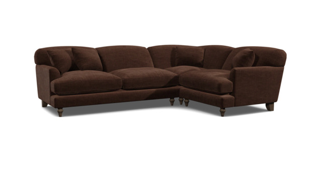 Brown Velvet 3 Seater Right Corner Sofa - Traditional Style Custom Sofa In Easy Clean Velvet - Galloway Range - image 1