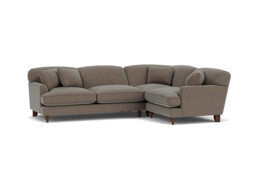 Brown Velvet 3 Seater Right Corner Sofa - Traditional Style Custom Sofa In Easy Clean Velvet - Galloway Range - thumbnail 1