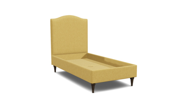 Yellow Velvet Single Bed Frame - Traditional Low End With Large Headboard In Stain Resistant Velvet - Avebury Range - image 1