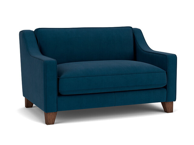 Blue Velvet Loveseat Armchair - Modern Snuggle Cuddler Custom Arm Chair In Easy Clean Velvet - Banbury Range - image 1