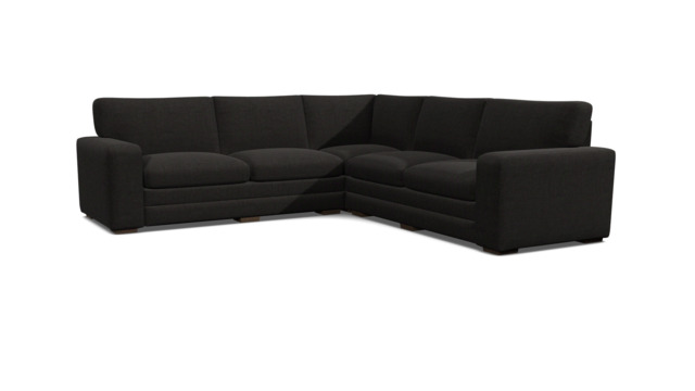 Black Velvet 3X3 Seater Corner Sofa - Modern Style Custom Sofa In Easy Clean Velvet - Sloane Range - image 1