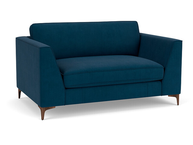 Blue Velvet Loveseat Armchair - Modern Snuggle Cuddler Custom Arm Chair In Easy Clean Velvet - Clapham Range - image 1