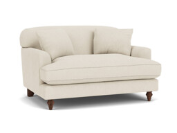 White Chenille Loveseat Armchair - Traditional Snuggler Cuddler Custom Arm Chair In Stain Resistant Chenille - Galloway Range - thumbnail 1