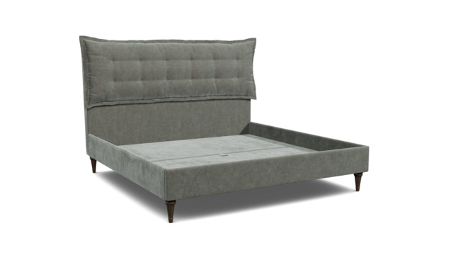 Grey Fabric Emperor Size Bed Frame - Traditional Low End With Large Headboard In Easy Clean Fabric - Lyndhurst Range - image 1