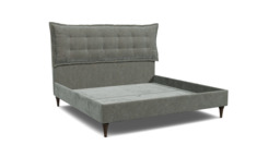 Grey Fabric Emperor Size Bed Frame - Traditional Low End With Large Headboard In Easy Clean Fabric - Lyndhurst Range - thumbnail 1