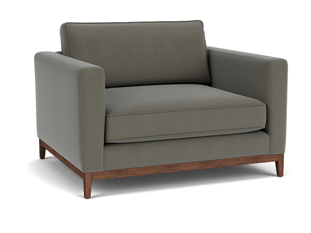 Grey Fabric Loveseat Armchair - Modern Snuggle Cuddler Custom Arm Chair In Easy Clean Fabric - Darwin Range - image 1