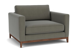 Grey Fabric Loveseat Armchair - Modern Snuggle Cuddler Custom Arm Chair In Easy Clean Fabric - Darwin Range