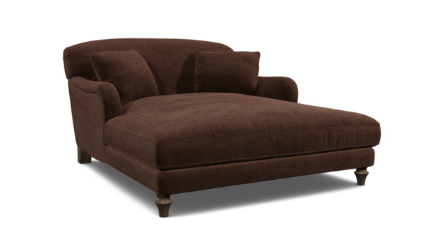Darlings of Chelsea Evelyn Stylish Brown Loveseat Chaise Day Bed - image 1