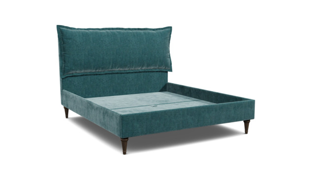 Teal Velvet Super King Size Bed Frame - Traditional Low End With Large Headboard In Stain Resistant Velvet - Lyndhurst Range - image 1
